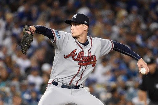 勇士王牌左投弗萊德(Max Fried)，季後賽的表現還算可圈可點。法新社