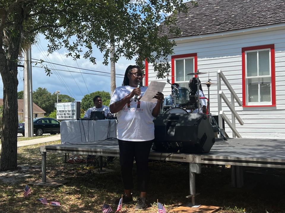 Jonnie Mae Perry, CEO of the Gifford Community Cultural and Resource Center, speaks at the organization's Emancipation Day event on Monday. Emancipation Day celebrates when enslaved Floridians were freed more than two years after the Emancipation Proclamation was issued in 1863.