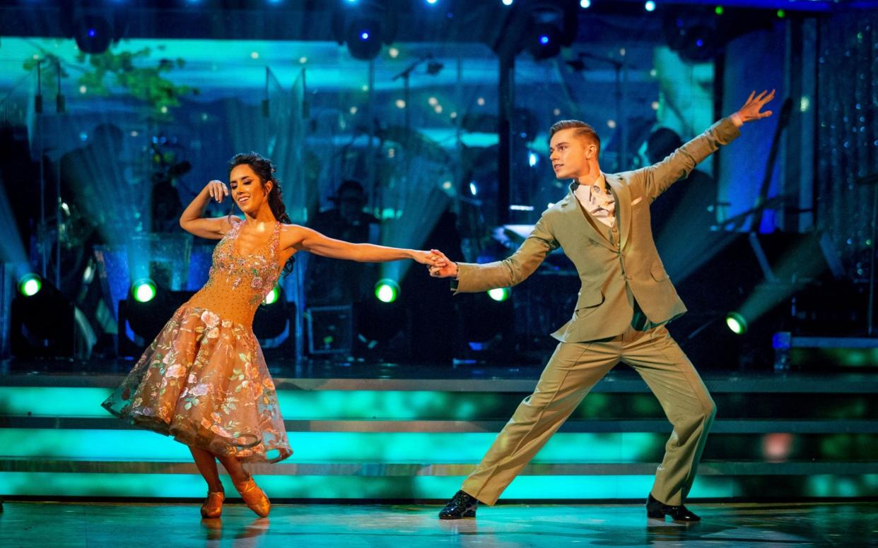 Janette Manrara and HRVY during the dress rehearsal for Saturday's programme in the BBC1 dancing contest, Strictly Come Dancing -  Guy Levy/BBC