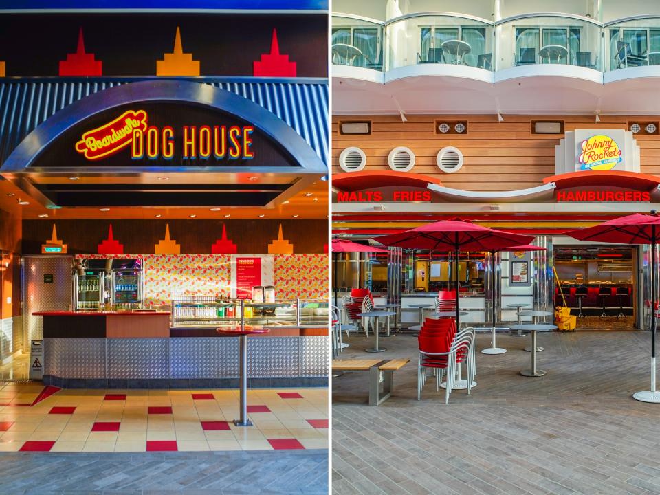 restaurants on the boarddwalk of the world's largest cruise ship