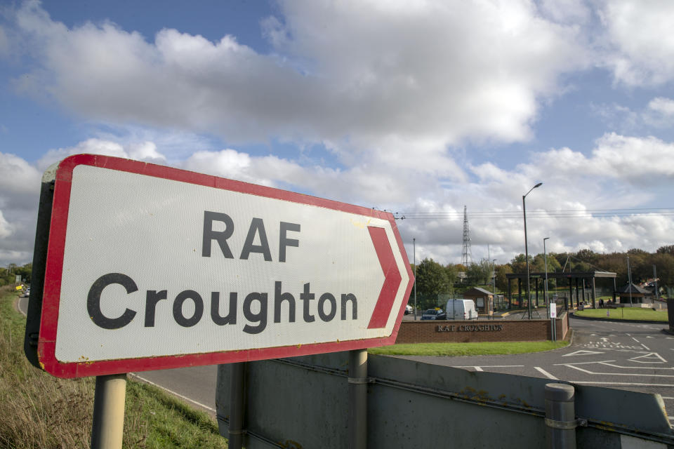 File photo dated 15/10/19 of the entrance to RAF Croughton, in Northamptonshire, near where Harry Dunn, 19, died when his motorbike was involved in a head-on collision in August last year. One year on from his death, the family of Harry Dunn continue to fight for justice in a case which has sparked diplomatic tensions between Washington and London.