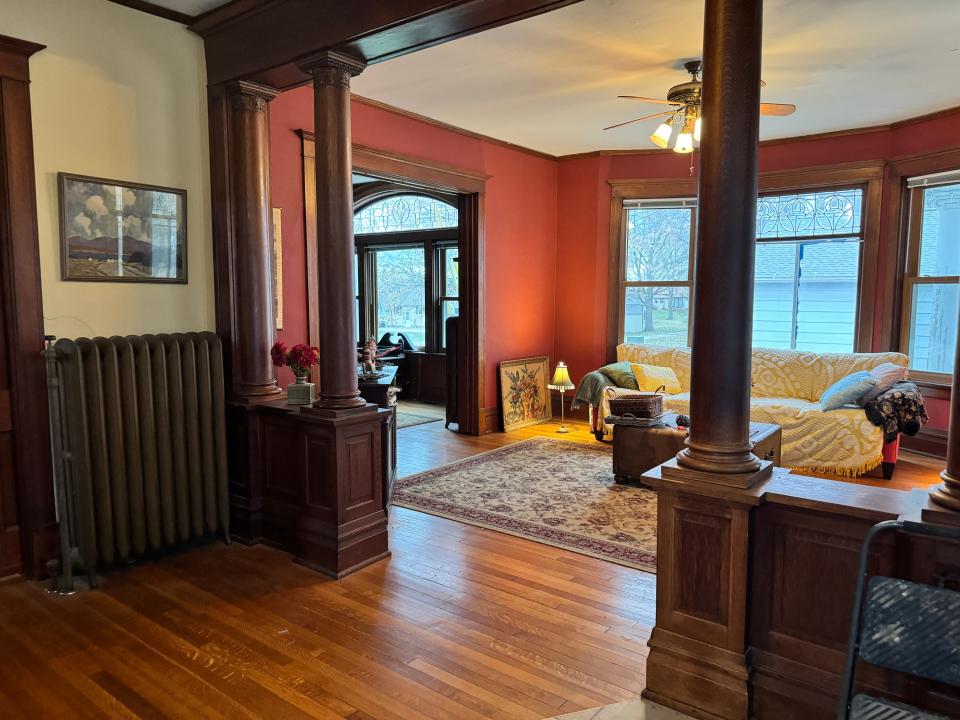 This Fonda, Iowa home, which went viral on the Instagram account @cheapoldhouses, features the original wood work through out.