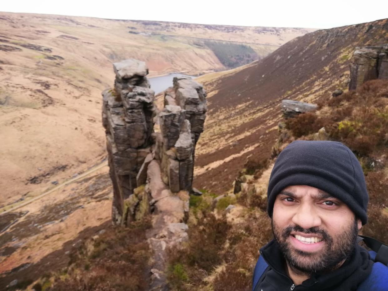 Imran Choudhury, 36, had to be rescued after he plunged down a hillside near Dovestones reservoir in the Peak District while he was training for a walk to raise funds for the NHS. (Reach)