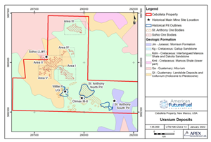 Known Uranium Deposits at the Cebolleta Project