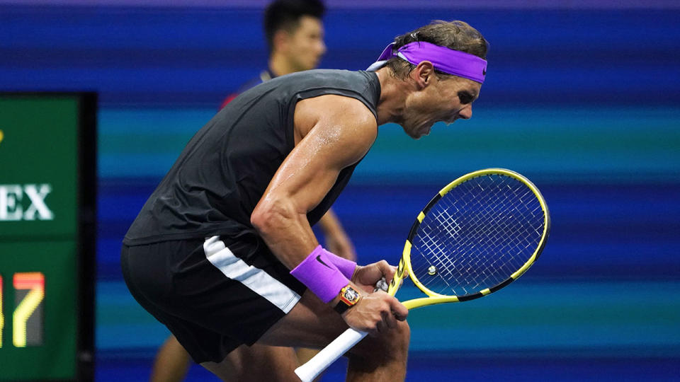 Rafael Nadal won the first set tiebreak after a remarkable comeback.