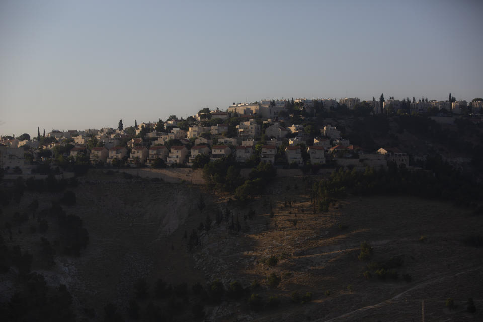 This Monday, June 29, 2020 photo shows the Israeli settlement of Maale Adumim, in the West Bank. The U.N.'s human rights chief Michelle Bachelet said that Israel's plan to begin annexing parts of the occupied West Bank would have "disastrous" consequences for the region, issuing her dire warning as senior U.S. and Israeli officials were meeting in Jerusalem trying to finalize the move. (AP Photo/Sebastian Scheiner)