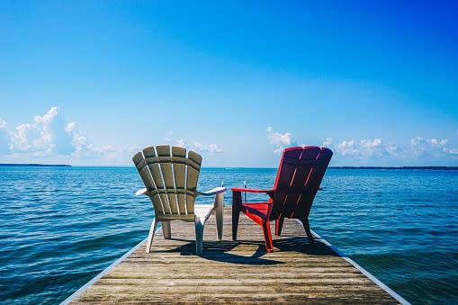 Retirement investing chairs by the lake