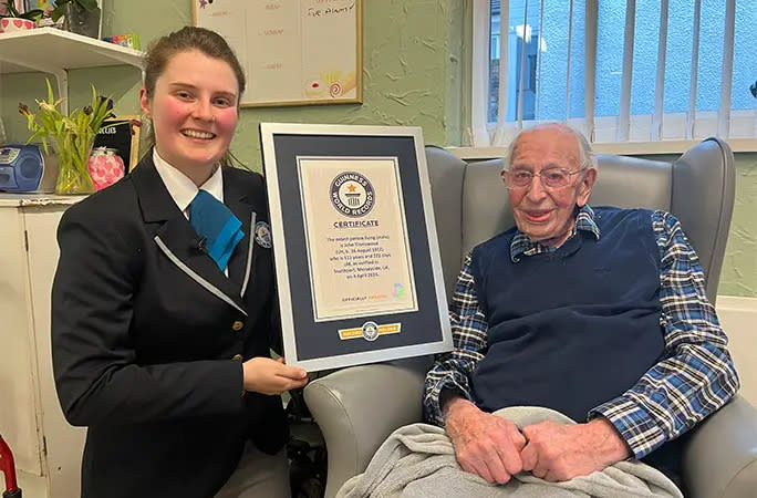 John Alfred Tinniswood is the world’s oldest man (Guinness World Records/PA)