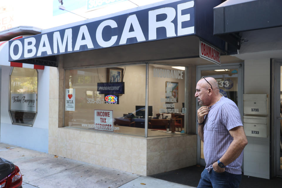 MIAMI, FLORIDA - JANUARY 28:  A. Michael Khoury stands outside of his Leading Insurance Agency, which offers plans under the Affordable Care Act (also known as Obamacare) on January 28, 2021 in Miami, Florida. President Joe Biden signed an executive order to reopen the Affordable Care Act’s federal insurance marketplaces from February 15 to May 15. (Photo by Joe Raedle/Getty Images)