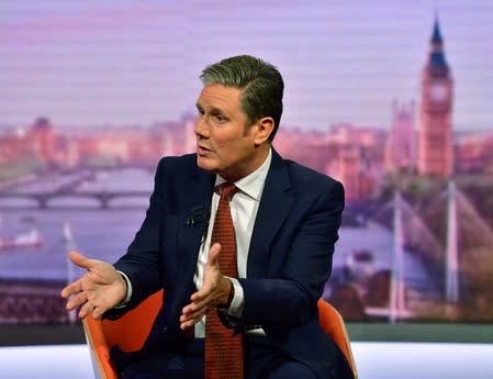 Keir Starmer appears on BBC TV's The Andrew Marr Show in London