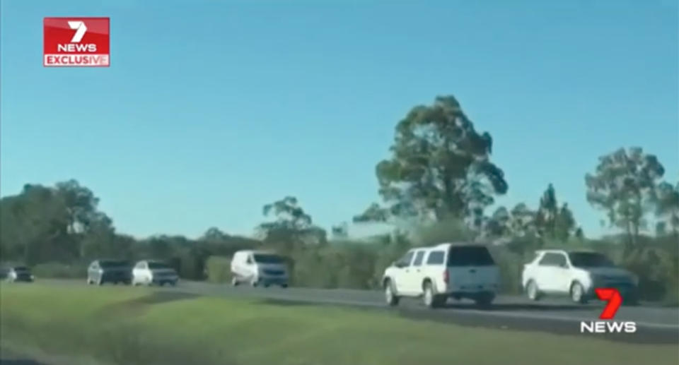 Friday afternoon on the on Queensland’s busiest road, a driver was seen heading the wrong way into oncoming traffic, on the Bruce Highway. Source: Brett Wilson