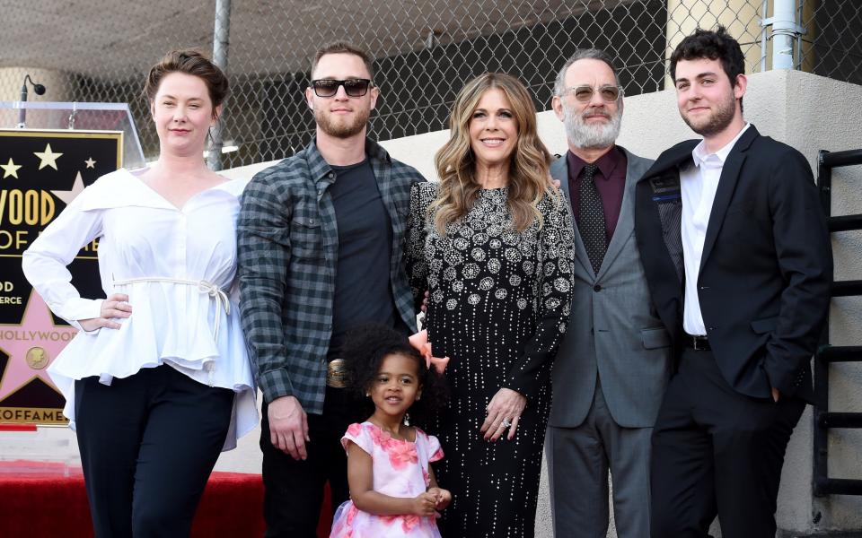 Rita Wilson, Tom Hanks and Chet Hanks in March 2019 - FilmMagic