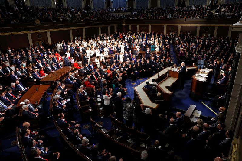 FILE PHOTO: U.S. President Joe Biden delivers State of the Union address at U.S. Capitol in Washington