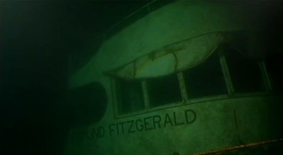 A screenshot of footage from the 1995 dive to recover the Fitzgerald's bell.