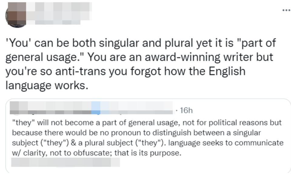 "'You' can be both singular and plural yet..."