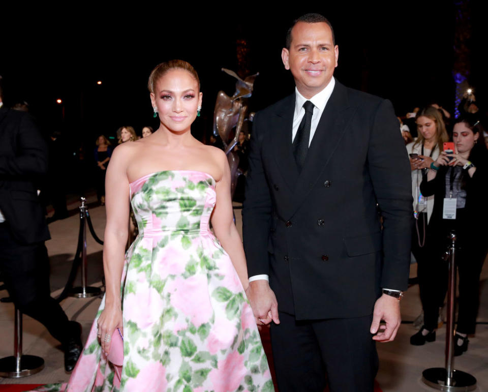 PALM SPRINGS, CALIFORNIA - JANUARY 02: (L-R) Jennifer Lopez and Alex Rodriguez attend the 31st Annual Palm Springs International Film Festival Film Awards Gala at Palm Springs Convention Center on January 02, 2020 in Palm Springs, California. (Photo by Rich Fury/Getty Images for Palm Springs International Film Festival)<span class="copyright">Getty Images for Palm Springs In—2020 Getty Images</span>