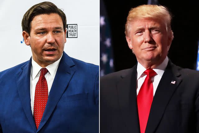 Chandan Khanna/AFP via Getty; Chip Somodevilla/Getty Ron DeSantis and Donald Trump