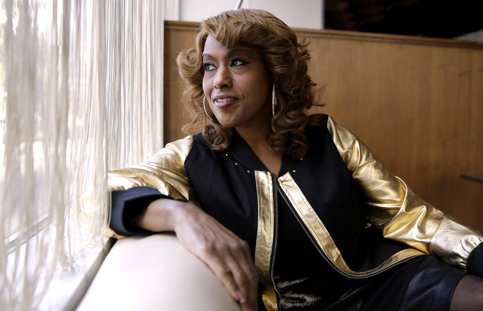 FILE - This Jan. 15, 2014 file photo shows actress and singer Jennifer Holliday during an interview in Atlanta. Holliday turns 60 on Oct. 19. (AP Photo/John Bazemore, File)