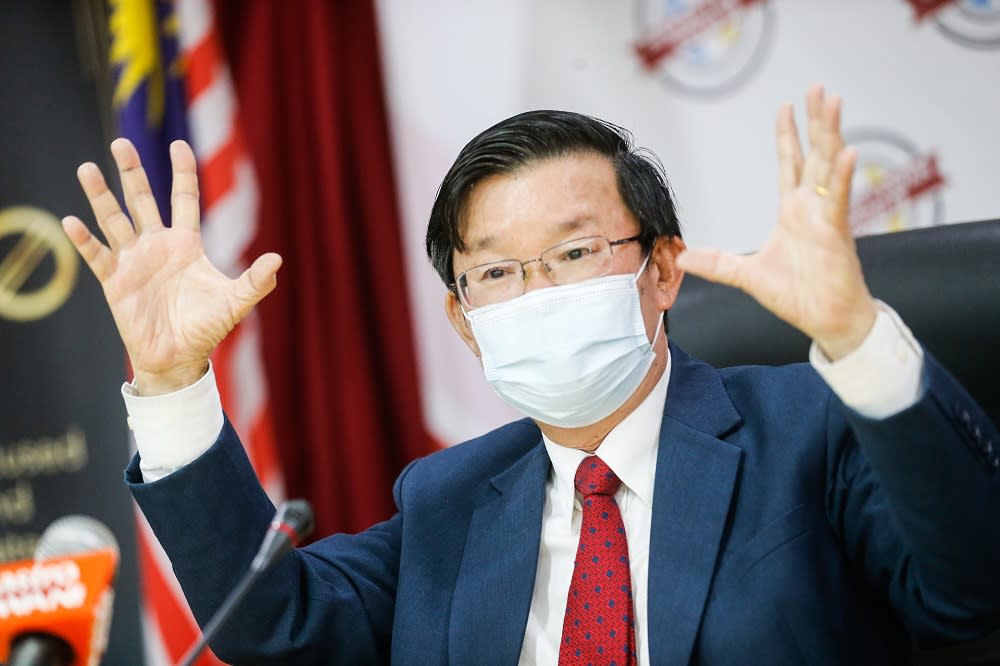 Penang Chief Minister Chow Kon Yeow speaks to the press on the closure of Pg Care Apps during the press conference at Komtar, Penang August 5, 2020. — Picture by Sayuti Zainudin