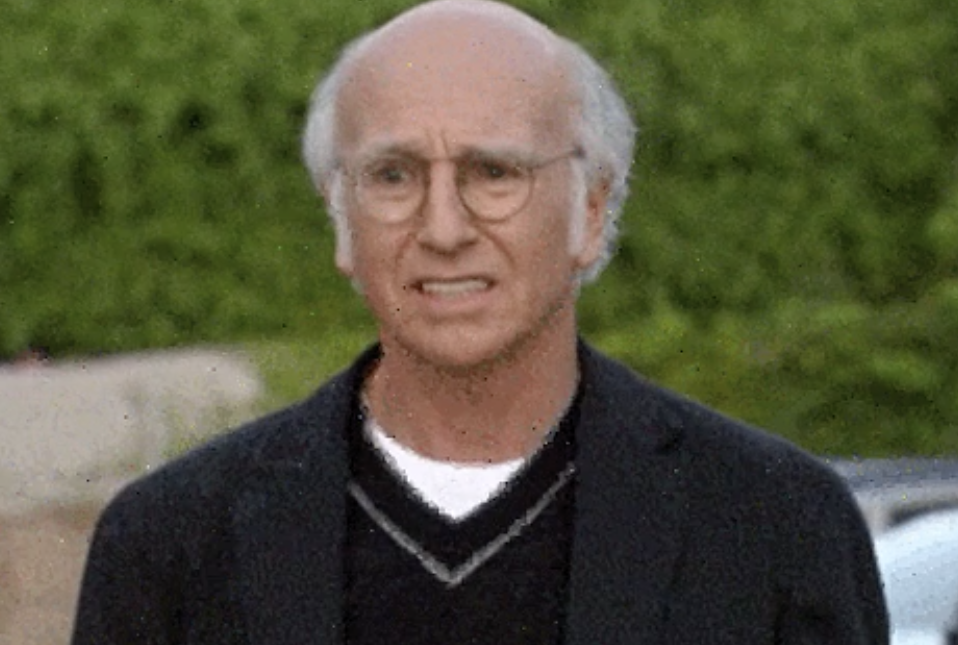 Larry David looking shocked in an episode of "Curb Your Enthusiasm"