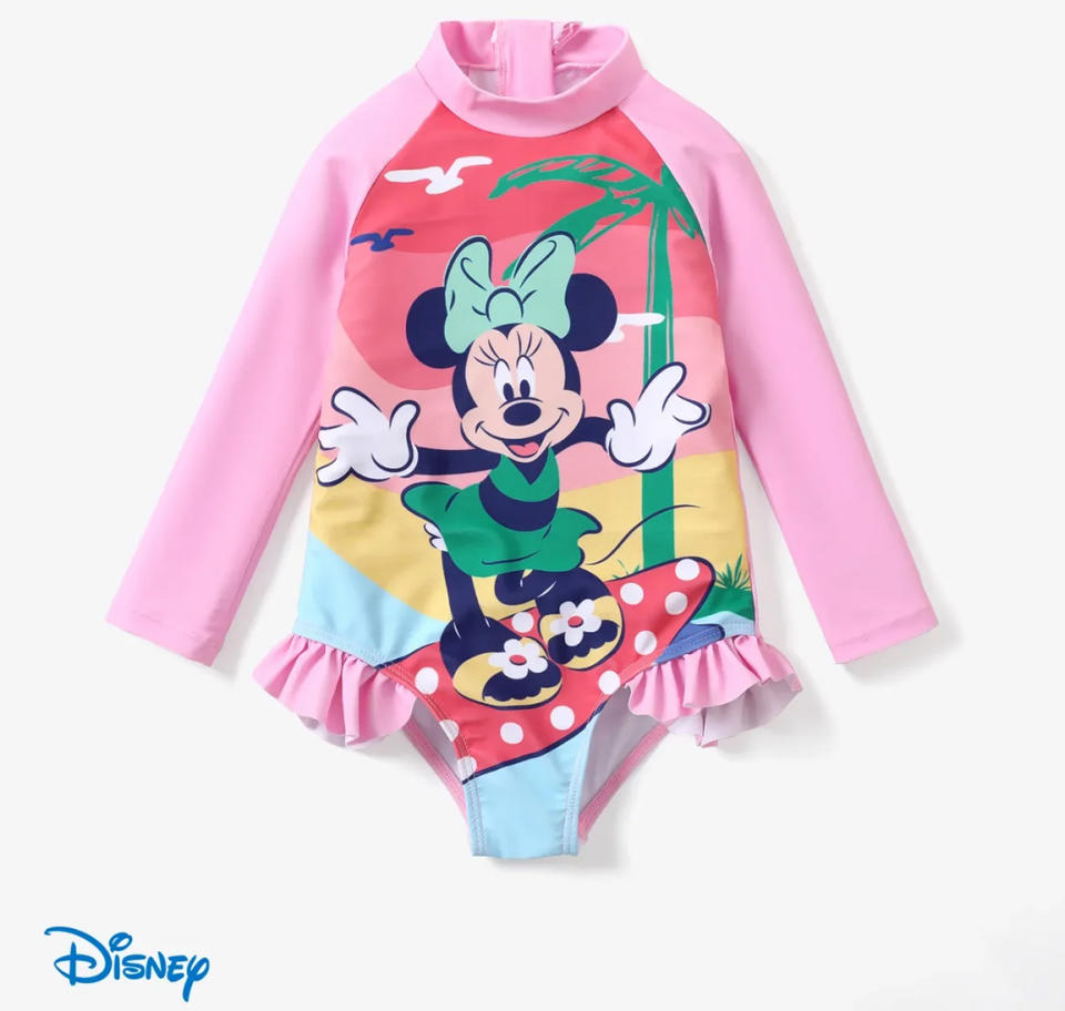 PatPat x Disney Minnie Mouse Rash-Guard Swimsuit
