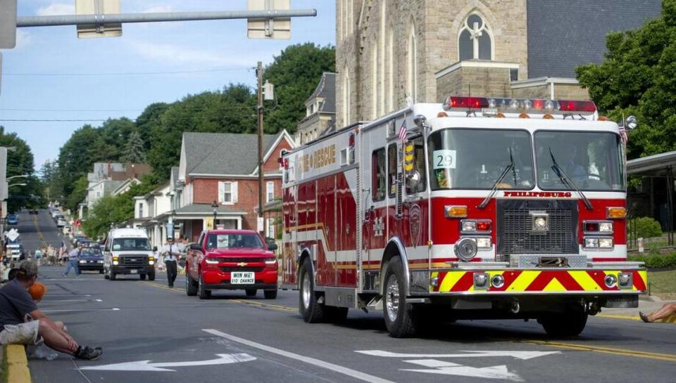 Fire trucks, Boy Scouts, twirlers and more participate in the Logan Fire Company parade in Bellefonte in 2016.