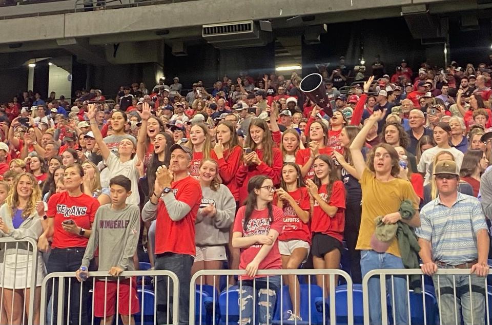 A large contingent of Wimberley fans saluted the team after the win over Cuero. The game changed when running back Johnny Ball took control in the second half.