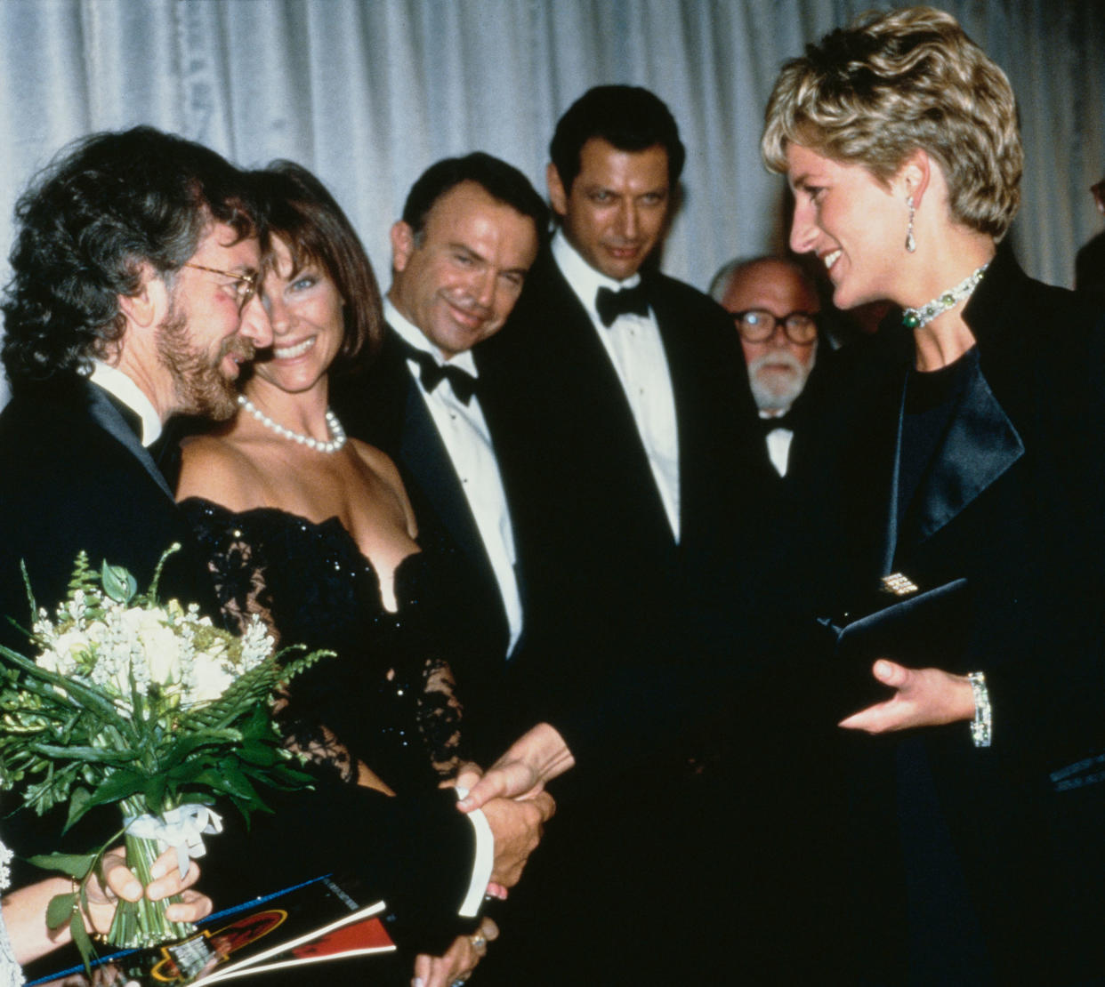 Princess Diana meets Stephen Spielberg at the 