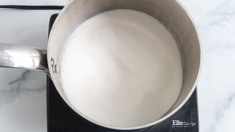 granulated sugar in pan