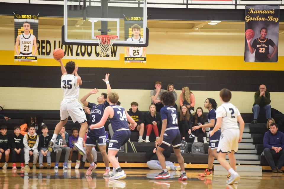 West York's Jovan DeShields goes up for a layup against West York Friday. West York beat Dallastown, 35-29, in the YAIAA boys' basketball quarterfinals at Red Lion High School, Friday, Feb. 11, 2023.