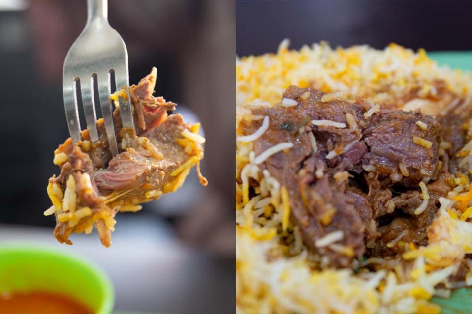 Koothurar Nasi Briyani - Mutton closeup collage