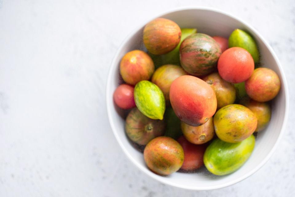 These heirloom cherry tomatoes come in a riot of colours.