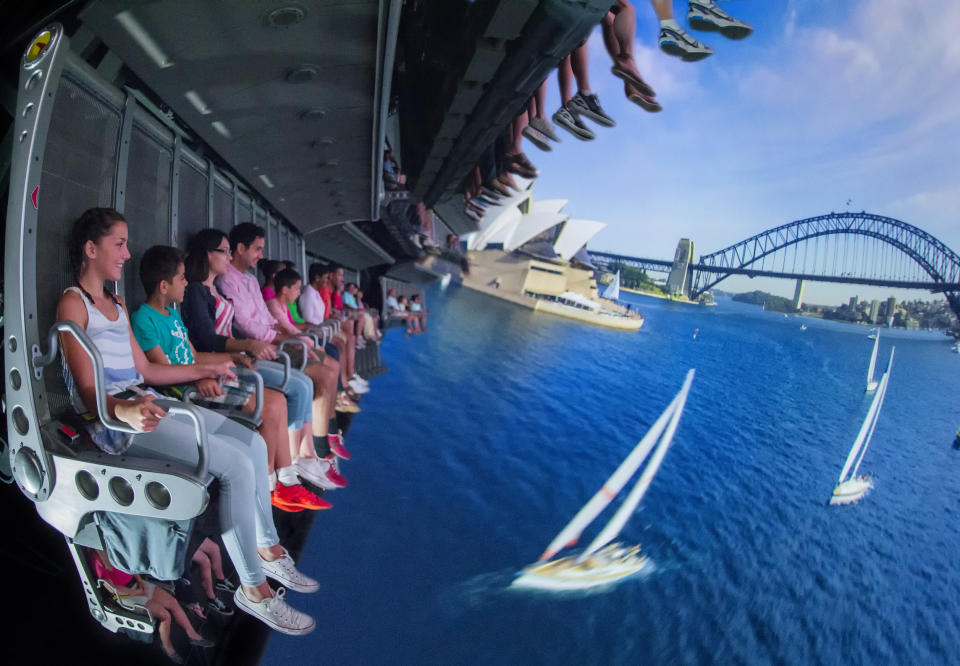 The Soarin' Around the World attraction takes guests on an exhilarating "flight" above spectacular global landscapes and man-made wonders. Located at The Land pavilion at Epcot, Soarin' Around the World gives guests a thrilling bird's-eye view of Earth's scenic wonders, visiting six continents in all. (Disney)