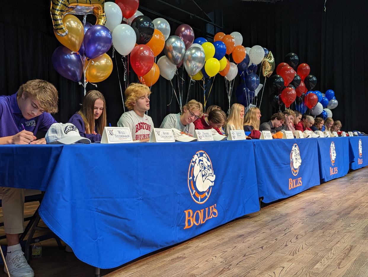 Sixteen athletes at The Bolles School sign letters of intent on fall signing day for college sports on November 9, 2022. [Clayton Freeman/Florida Times-Union]