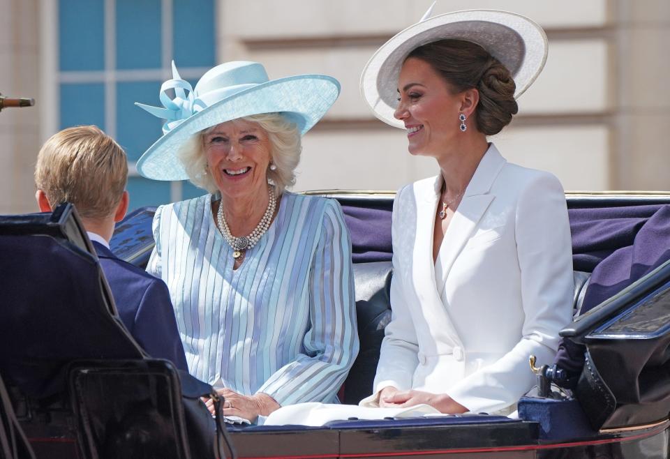 Kate and Camilla arrive for the celebrations (PA)