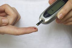 A finger-prick blood sugar monitor