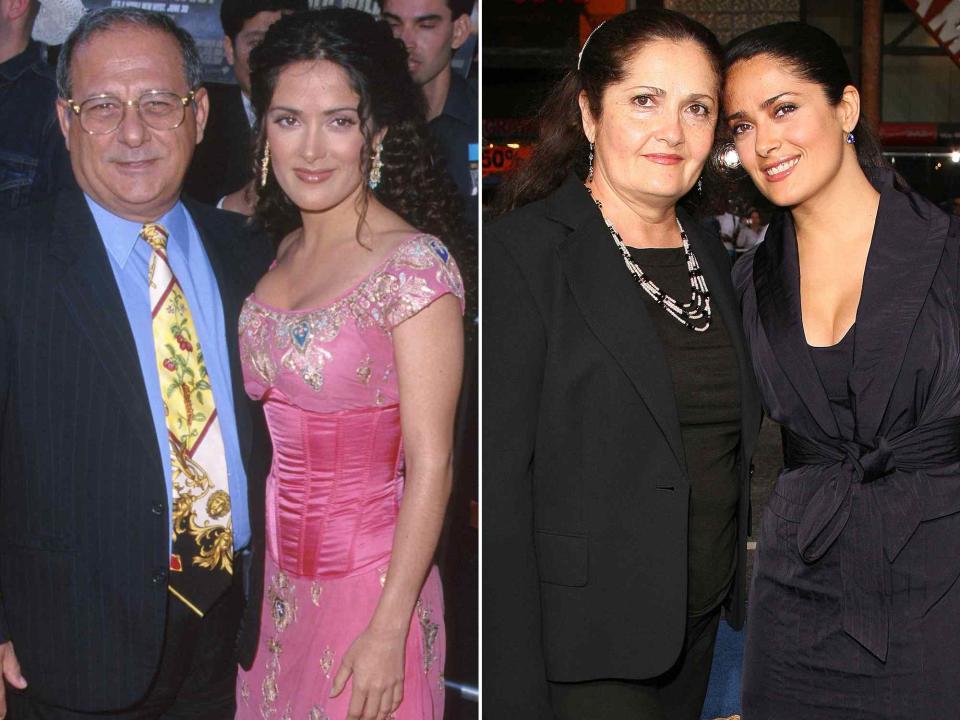 <p>SGranitz/WireImage ; Jason Merritt/FilmMagic</p> Salma Hayek and father during "Wild Wild West" Los Angeles Premiere. ; Salma Hayek and mom during "Poseidon" Los Angeles Premiere.