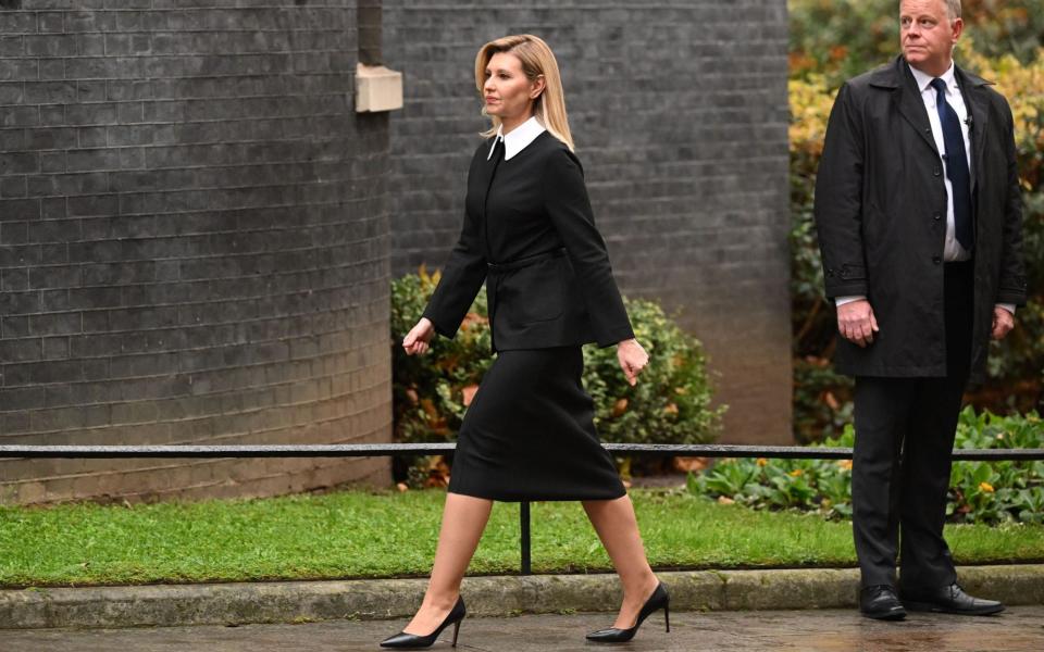 Ukraine's First Lady, Olena Zelenska, arrives at Downing Street to meet Akshata Murthy, wife of Prime Minister Rishi Sunak, in November - Leon Neal/Getty