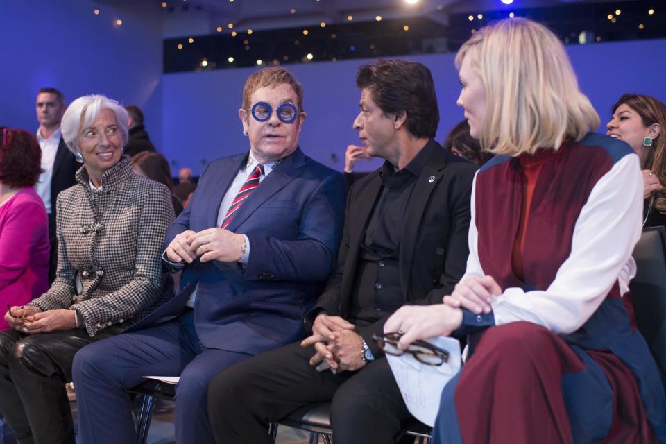 Star-studded: Christine Lagarde, Managing Director of the International Monetary Fund, British musician Elton John, Indian Bollywood actor Shah Rukh Khan, and Australian actress and anti-sexual harassment campaigner Cate Blanchett (EPA): EPA