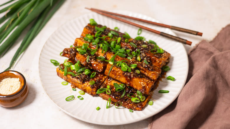 korean braised tofu dish