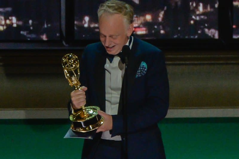 Mike White accepts the Outstanding Directing for a Limited or Anthology Series or Movie award for "The White Lotus" onstage during the 74th annual Primetime Emmy Awards at the Microsoft Theater in Los Angeles in 2022. One of the roles for Season 3 of the show is currently being recast after actor Miloš Biković left the production. File Photo by Mike Goulding/UPI