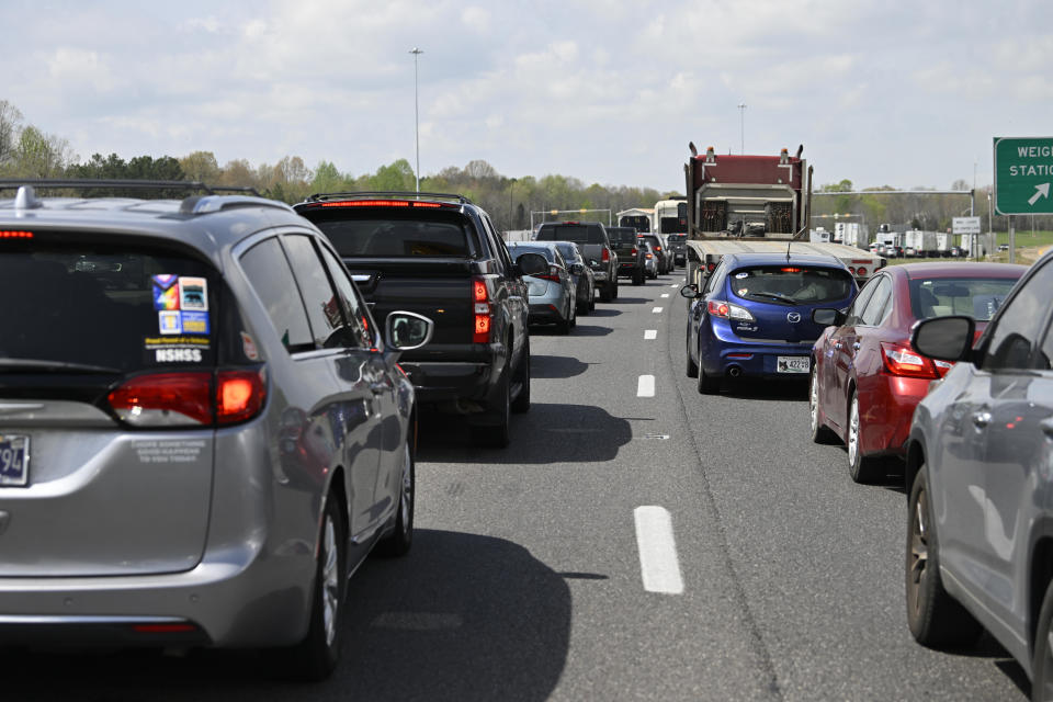 Traffic in Illinois as crowds turned out to view the total solar eclipse on April 8, 2024. / Credit: Peter Zay/Anadolu via Getty Images
