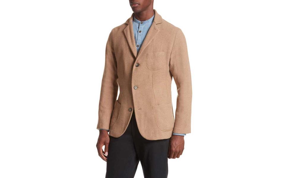 <p>"Unstructured jackets in sweater-like fabrics are great for travel — comfortable enough for the plane, but you can dress them up for business meetings, and they don't wrinkle. This camel version from Eidos is a nice alternative to the more usual navy or gray blazer." <em>— Nathan Lump, Editor in Chief</em></p> <p>To buy: <a rel="nofollow noopener" href="https://click.linksynergy.com/fs-bin/click?id=93xLBvPhAeE&subid=0&offerid=390098.1&type=10&tmpid=8158&RD_PARM1=https%253A%252F%252Fshop.nordstrom.com%252Fs%252Feidos-napoli-nicola-camel-knit-wool-blazer%252F4708206&u1=TL,GIF,GAL,T%2BLEditorsRevealTheirFavoriteGiftstoGive%28andGet%29ThisYear,chenk,201712,I" target="_blank" data-ylk="slk:nordstrom.com;elm:context_link;itc:0;sec:content-canvas" class="link ">nordstrom.com</a>, $650</p>