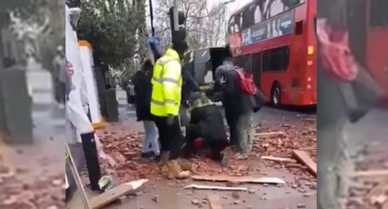 The bricks fell five storeys