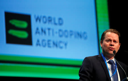 FILE PHOTO: Olivier Niggli, Director General of the World Anti Doping Agency (WADA) attends the WADA Symposium in Ecublens, near Lausanne, Switzerland, March 21, 2018. REUTERS/Denis Balibouse