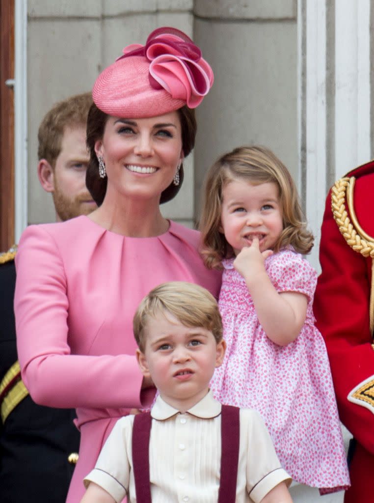 <p>Charlotte made an appearance on the Balcony of Buckingham Palace for the <a href="https://www.townandcountrymag.com/society/tradition/a10016954/trooping-the-colour-facts/" rel="nofollow noopener" target="_blank" data-ylk="slk:Trooping the Colour;elm:context_link;itc:0;sec:content-canvas" class="link ">Trooping the Colour</a>, the celebration of Queen Elizabeth's 91st birthday.</p>