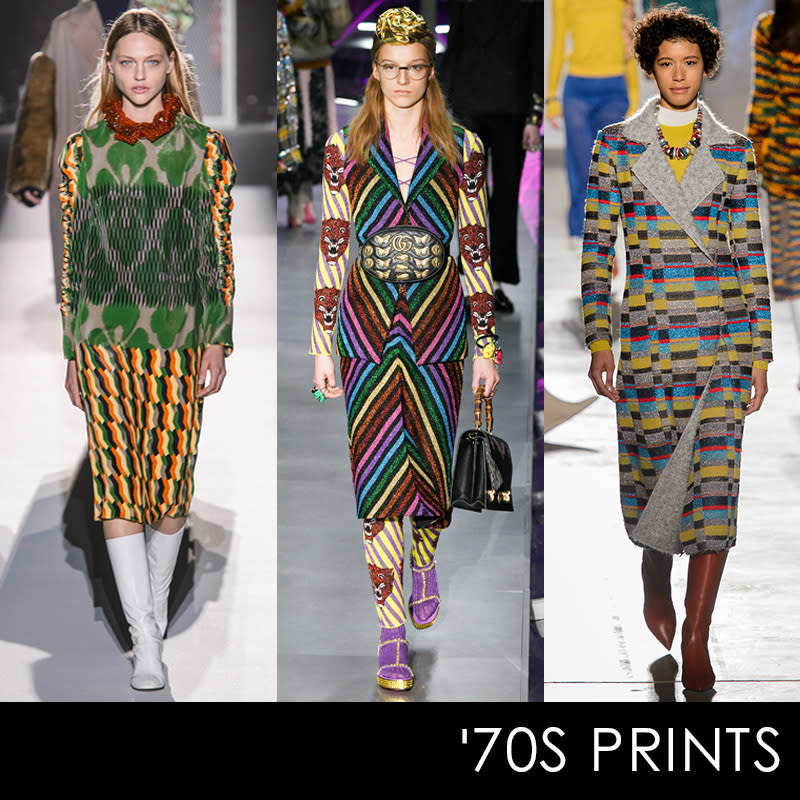 <p>With Gucci's current reign over fashion, it's no wonder quirky prints from Lurex stripes to hypnotic florals are in abundance.</p> <h4>Dries Van Noten, Gucci, Missoni. Photos: ImaxTree, Getty Images.</h4>