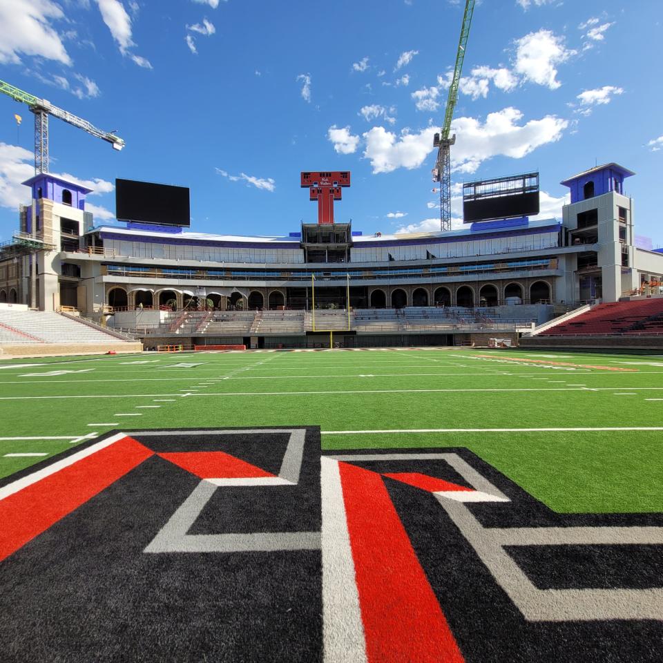 Jones AT&T Stadium's listed capacity will drop below 60,000, a Texas Tech athletics spokesman said this week. That's due to net loss of seats with the new south end zone building and the new ramp from the visitors' locker room in the northeast corner of the stadium.