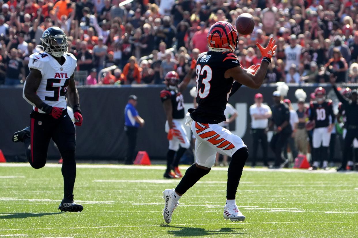 Tyler Boyd's 60-yard touchdown reception came with 13 minutes left in the first quarter.