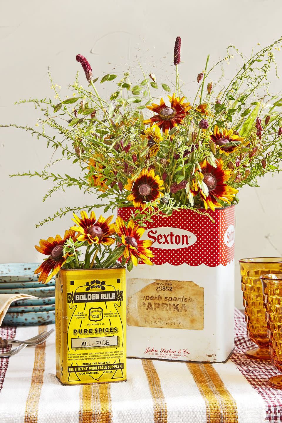 Place Flowers in Vintage Tins